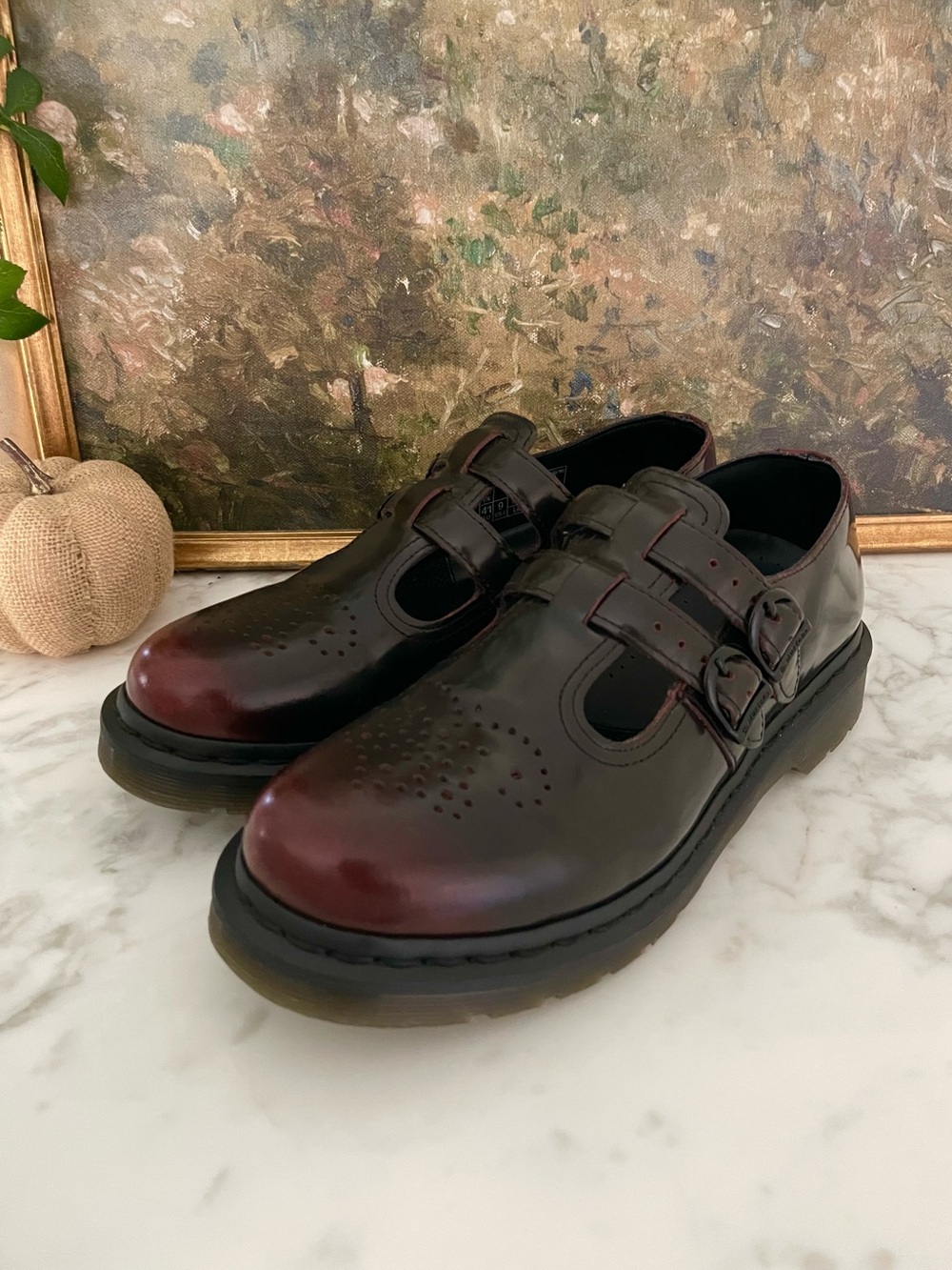 Dr. Martens Mary Jane Chunky Shoe Burgundy Cherry Red 🍒 Arcadia Leather - Picture 4 of 15